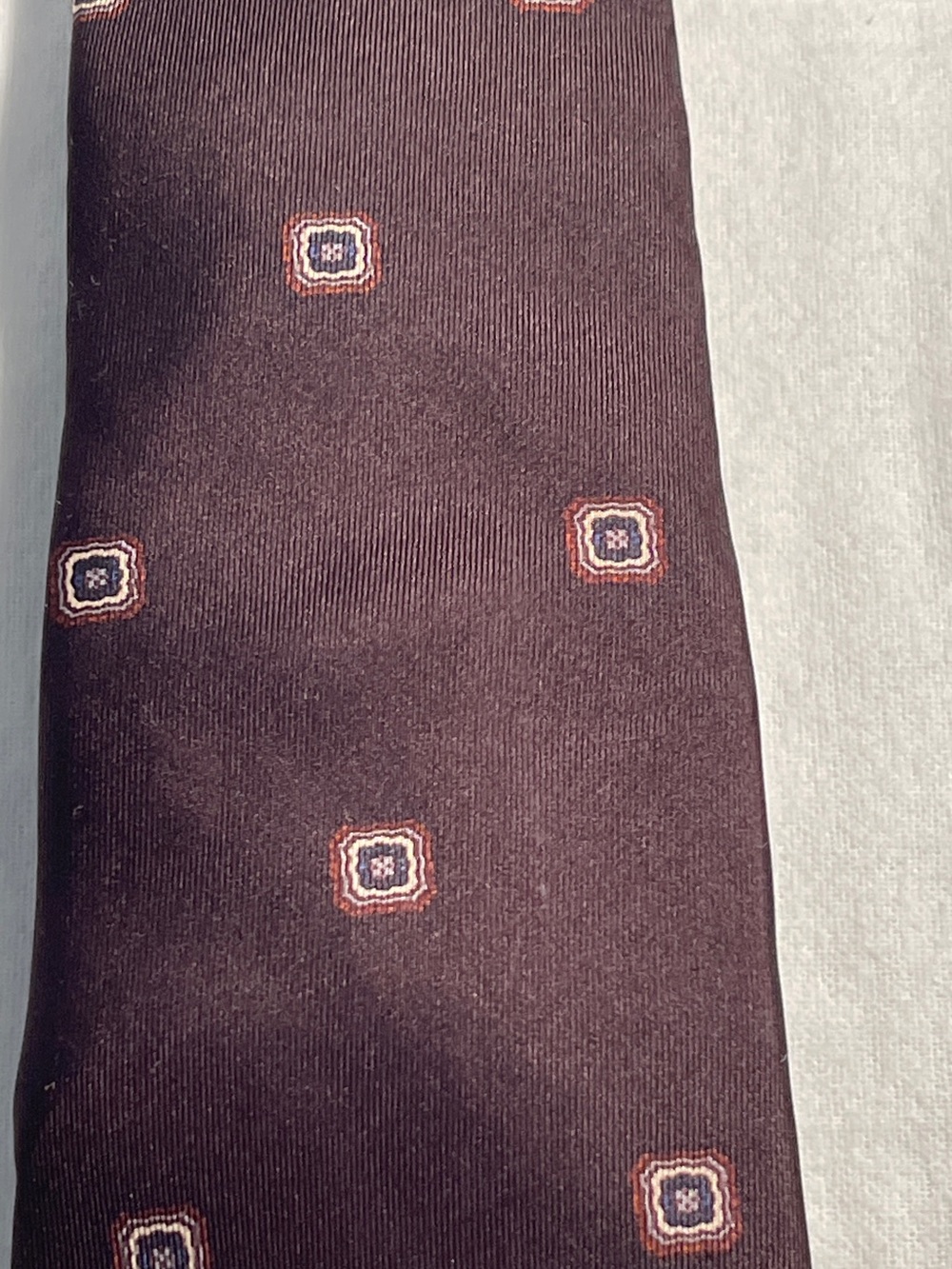 Baskin Serica Dark Brown italian Silk Tie with Small Square Medallions